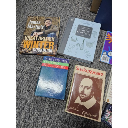 149 - Box containing a quantity of assorted books to include Collins German Dictionary, Collins Oxford Dic... 