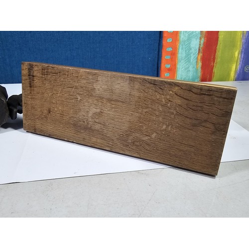 142 - A collection of wooden items to include 3x wooden crosses set into a wooden base along with 3x rusti... 