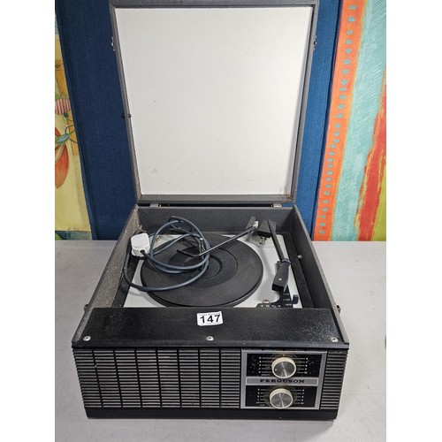 147 - Vintage Ferguson table top record player, with lift up lid and built in speaker to the front, the re... 