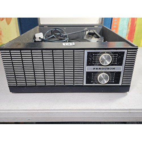 147 - Vintage Ferguson table top record player, with lift up lid and built in speaker to the front, the re... 