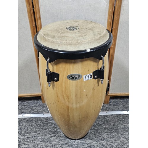 170 - A good quality single conga drum in good order labelled Cosmic Percussion with a beech base. Stands ... 