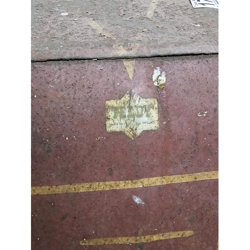 173 - A vintage metal Teddy pedal car in red in need of restoration, the car is stamped Teddy to the front... 