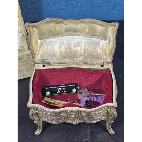 181 - A collection of 3 lidded boxes to include a  Angels Blessing box containing glass angels, a friendsh... 