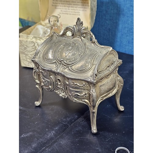 181 - A collection of 3 lidded boxes to include a  Angels Blessing box containing glass angels, a friendsh... 