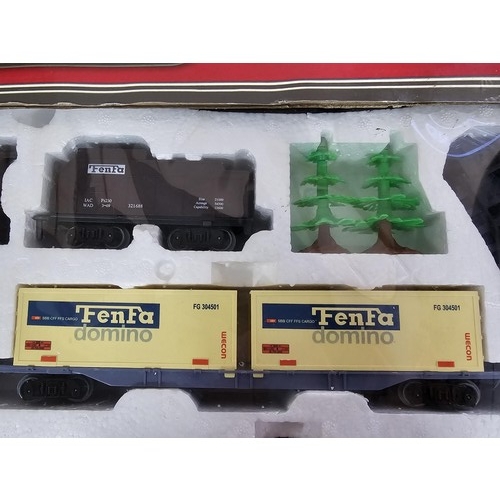 134 - A boxed complete plastic train set by the Railcar company, set appears complete including, the engin... 