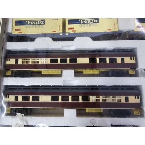 134 - A boxed complete plastic train set by the Railcar company, set appears complete including, the engin... 
