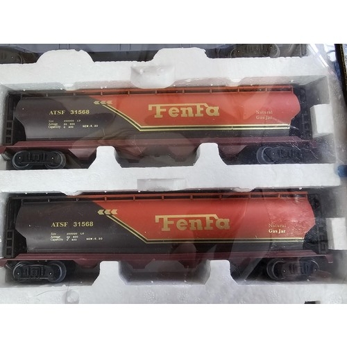 134 - A boxed complete plastic train set by the Railcar company, set appears complete including, the engin... 