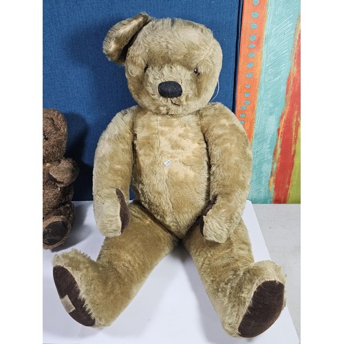 131 - A vintage Chad Valley teddy bear in need of restoration has been well loved has weat to his chest ar... 