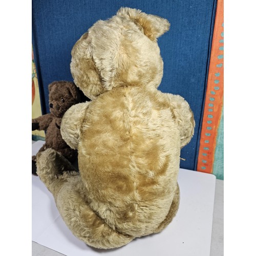 131 - A vintage Chad Valley teddy bear in need of restoration has been well loved has weat to his chest ar... 