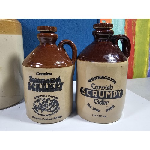 139 - A collection of Stoneware flagons to include a Clements and Sons of Yeovil flagon, along with two Co... 