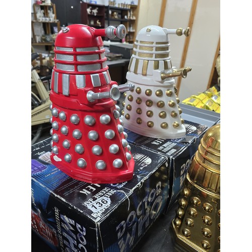 136 - A collection of 3x ceramic Collection Edition Dr Who Cookie jars in the form of Dalek's to include a... 