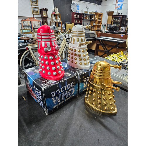 136 - A collection of 3x ceramic Collection Edition Dr Who Cookie jars in the form of Dalek's to include a... 