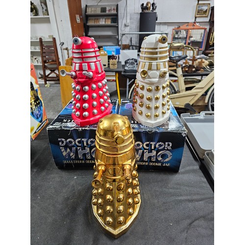 136 - A collection of 3x ceramic Collection Edition Dr Who Cookie jars in the form of Dalek's to include a... 