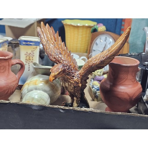 45 - 2x boxes containing a very large collection of collectables to include a vintage mechanical clock, a... 