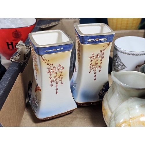 45 - 2x boxes containing a very large collection of collectables to include a vintage mechanical clock, a... 