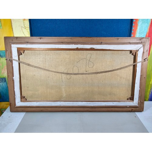 56 - A large original oil on canvas of a beach scene signed A.H Nordbery, the painting has a small hole i... 