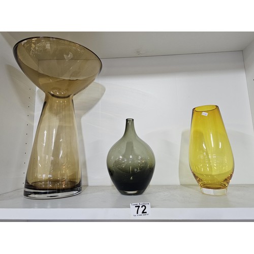 72 - 3x impressive art glass vases to include a vintage Ikea Salong Johanna Jelinek in a weighted glass s... 