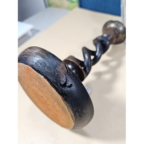 125 - A quantity of collectables to include a pair of barley twist wooden candlesticks and a pair of cut g... 