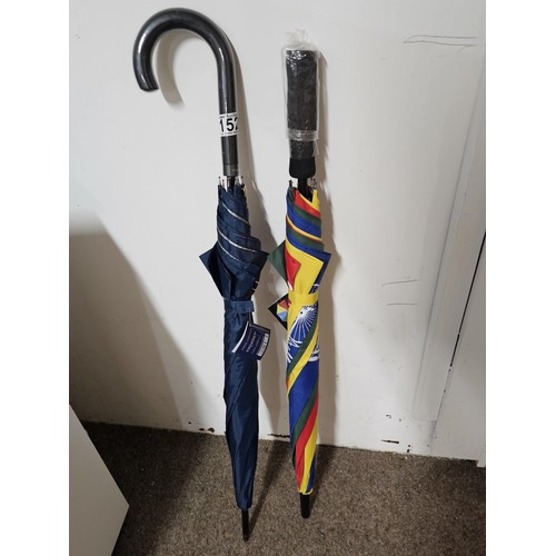 152 - 2x new good quality umbrellas, 1 of The Prisoner series, and the other with a Portmeirion design, bo... 