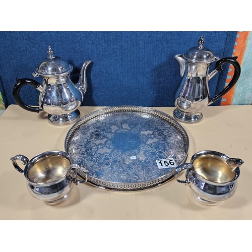 156 - A good quality silver plated Arthur Price teaset consisting of teapot hot water pot, sugar bowl and ... 