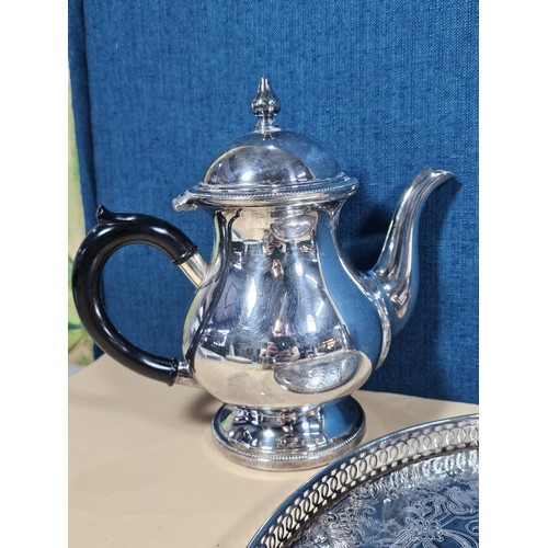156 - A good quality silver plated Arthur Price teaset consisting of teapot hot water pot, sugar bowl and ... 