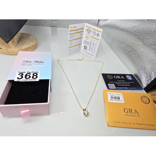 368 - A stunning brand new gold on 925 silver solitaire pendant and necklace set with a large 2ct clear ro... 