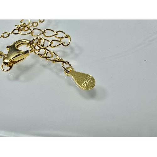 368 - A stunning brand new gold on 925 silver solitaire pendant and necklace set with a large 2ct clear ro... 