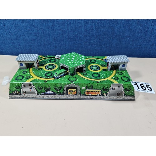 165 - Good quality vintage clockwork tin toy showing vehicles going through tunnels, made by Abtotpacca (U... 