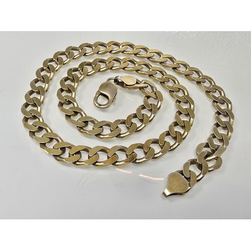 377 - A gold on solid 925 silver heavy and chunky curb link neck chain having a total weigh of exactly 2 t... 