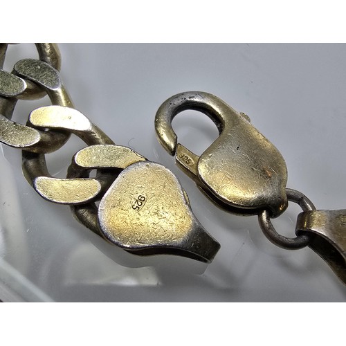 377 - A gold on solid 925 silver heavy and chunky curb link neck chain having a total weigh of exactly 2 t... 
