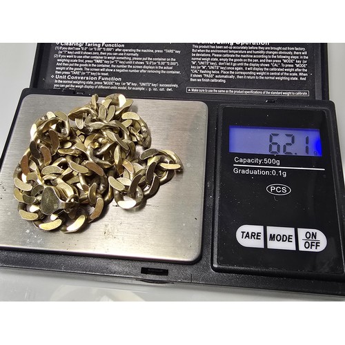 377 - A gold on solid 925 silver heavy and chunky curb link neck chain having a total weigh of exactly 2 t... 