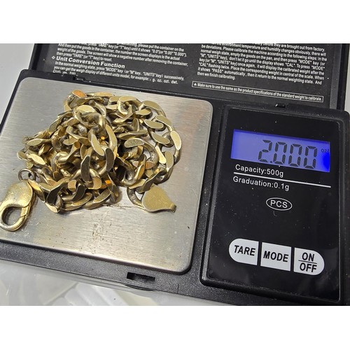 377 - A gold on solid 925 silver heavy and chunky curb link neck chain having a total weigh of exactly 2 t... 