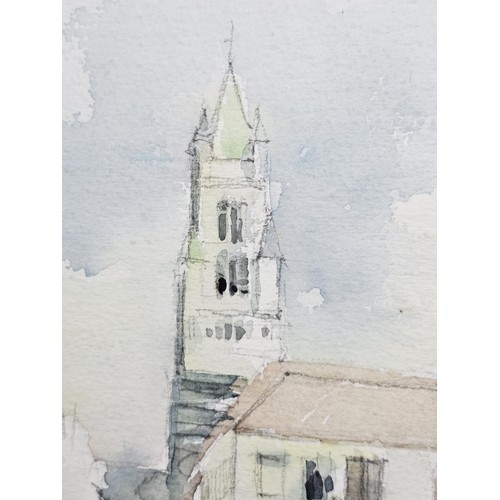 84 - 2x good quality framed and glazed watercolours of street scenes in Bruges, one depicts the entrance ... 