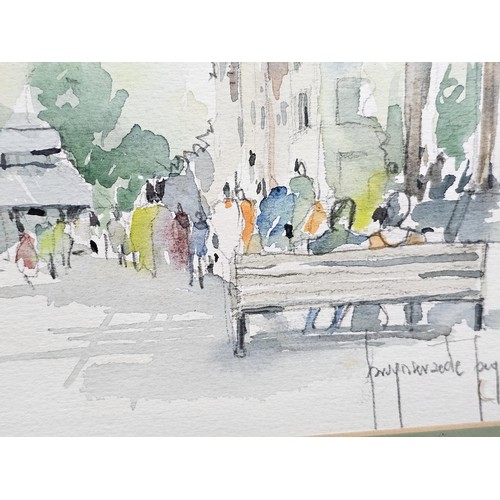 84 - 2x good quality framed and glazed watercolours of street scenes in Bruges, one depicts the entrance ... 