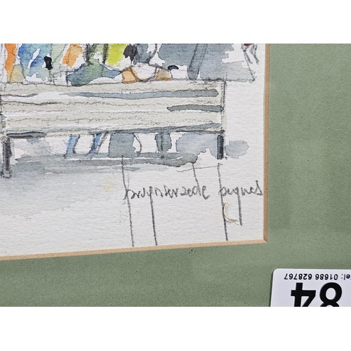 84 - 2x good quality framed and glazed watercolours of street scenes in Bruges, one depicts the entrance ... 