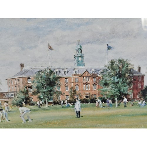 87 - Large framed and glazed limited edition print of Cricketers at Shrewsbury number 540 of 1000, the pr... 