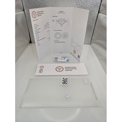396 - A 0.57ct natural round brilliant round diamond gemstone with full diamond report by IGI. The diamond... 