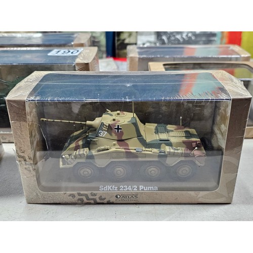 190 - A collection of Atlas Editions 8x as new and sealed military vehicles to include a SdKfz 234/2 Puma ... 