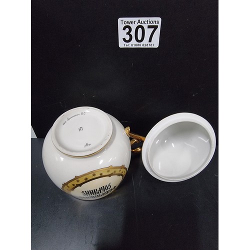 276 - A rare collectable Russian porcelain egg teacup and lid, it is decorated with a Russian flag motif a... 