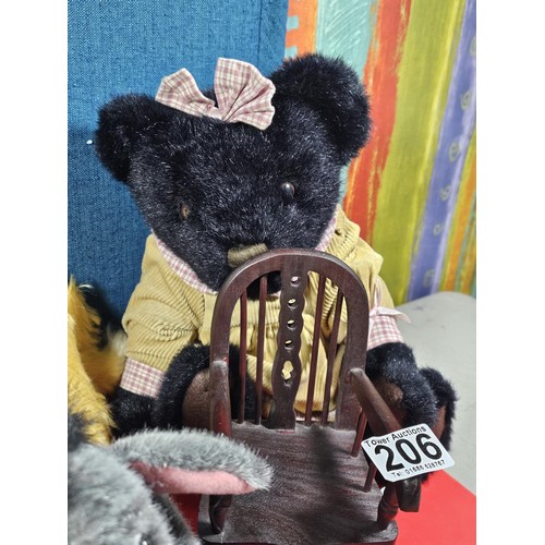 206 - A selection of soft toys A Merry Thought original lion plush teddy with the stamp to the base along ... 