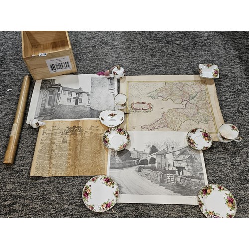 219 - A good quality wooden wine box for Chateau Bonalgue containing a quantity of limited edition prints ... 