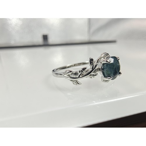 347 - A brand new pretty 925 Silver gemstone ring set with a natural moss agate gemstone which has a natur... 