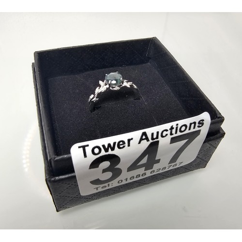 347 - A brand new pretty 925 Silver gemstone ring set with a natural moss agate gemstone which has a natur... 