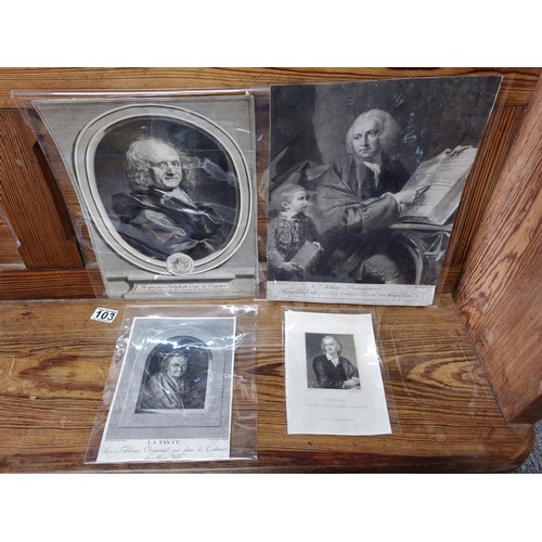 531 - A group of four 18th-19th century portrait engravings and mezzotints, comprising
1. François Torteba... 