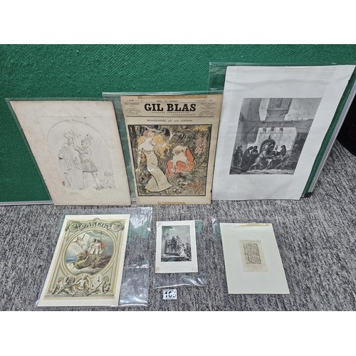 532 - Mixed Collection of Antique Prints & Illustrations - 16th to 19th Century (6 pieces)
A varied and in... 