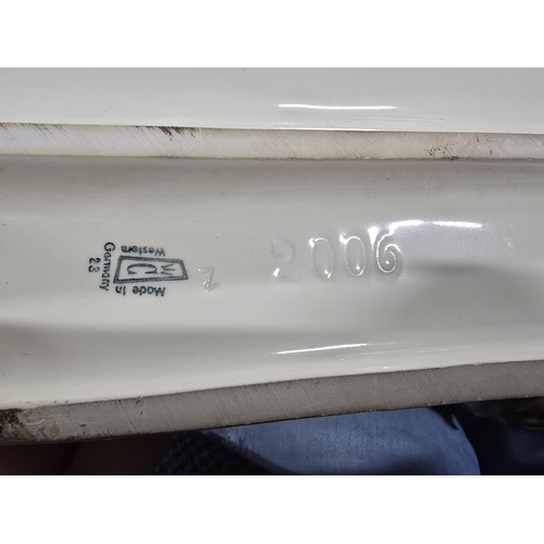 434 - A very large and impressive cortendorf West German ceramic lion sculpture, modelled walking with hea... 