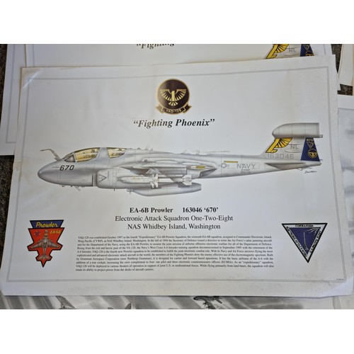 535 - Large job lot of aircarft related A3 size prints to include 29x Fighting Phoenix EA-6B jets in colou... 