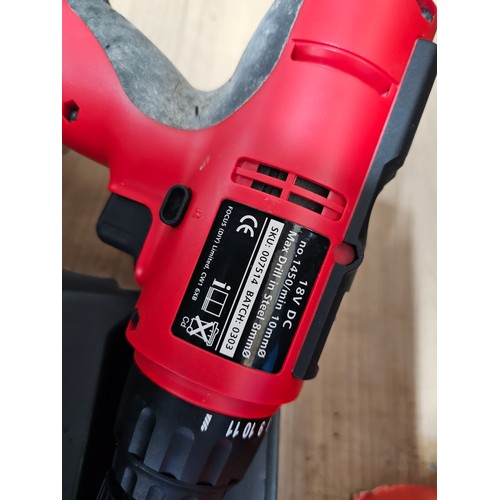 511 - Champion 18v cordless hammer drill 9647 complete with 2x batteries and charging dock - model SKU0075... 