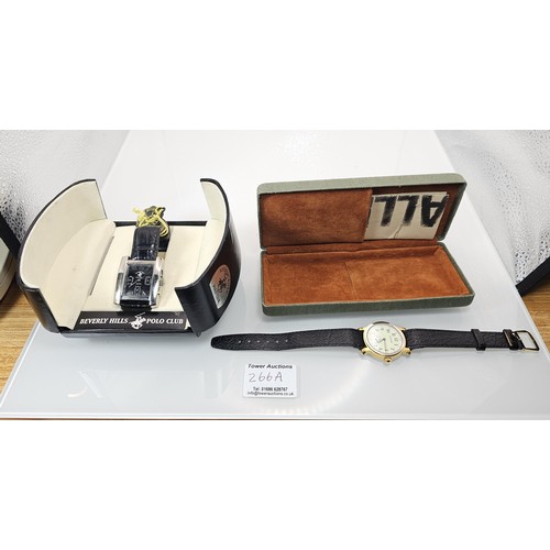 266A - 2 good quality cased wristwatches to include a gents wristwatch by Allenby with a 15 jewel Swiss mov... 