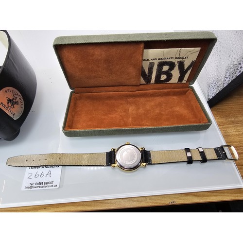 266A - 2 good quality cased wristwatches to include a gents wristwatch by Allenby with a 15 jewel Swiss mov... 